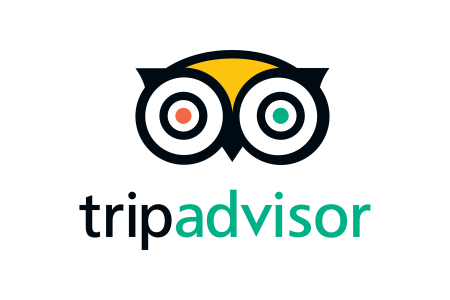 Tripadvisor logo with stylized owl eyes above the text 'tripadvisor' in black and teal.
