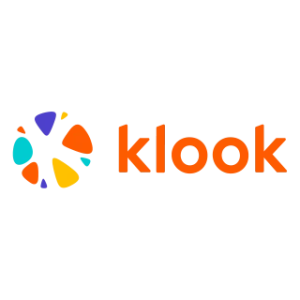 Colorful circle design next to 'klook' in orange text on a white background.